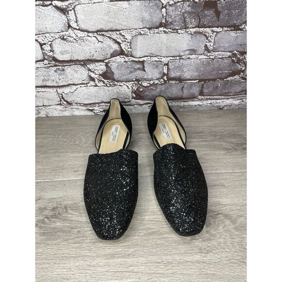 Jimmy Choo London Black Suede Leather Sparkle D’ Orsay Flats Women’s 42EU/11M US - Picture 11 of 16